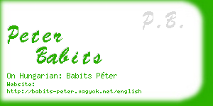 peter babits business card
